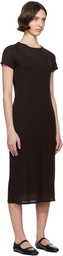 LESET Brown Rozzi Double Layer Tee Midi Dress