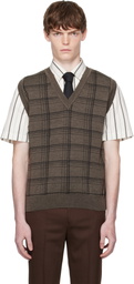 Ernest W. Baker Brown Check Jacquard Vest