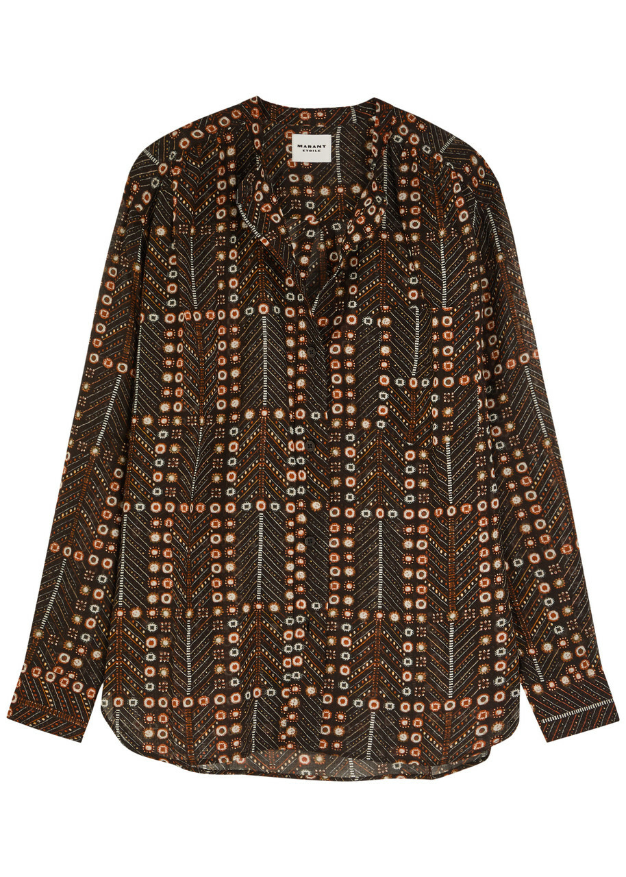 Isabel Marant étoile Mexica Printed Sheer Cotton Blouse Black