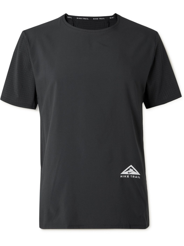 Photo: NIKE RUNNING - Rise 365 Logo-Print Dri-FIT Ripstop T-Shirt - Black