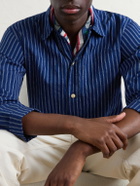 Drake's - Striped Cotton Polo Shirt - Blue