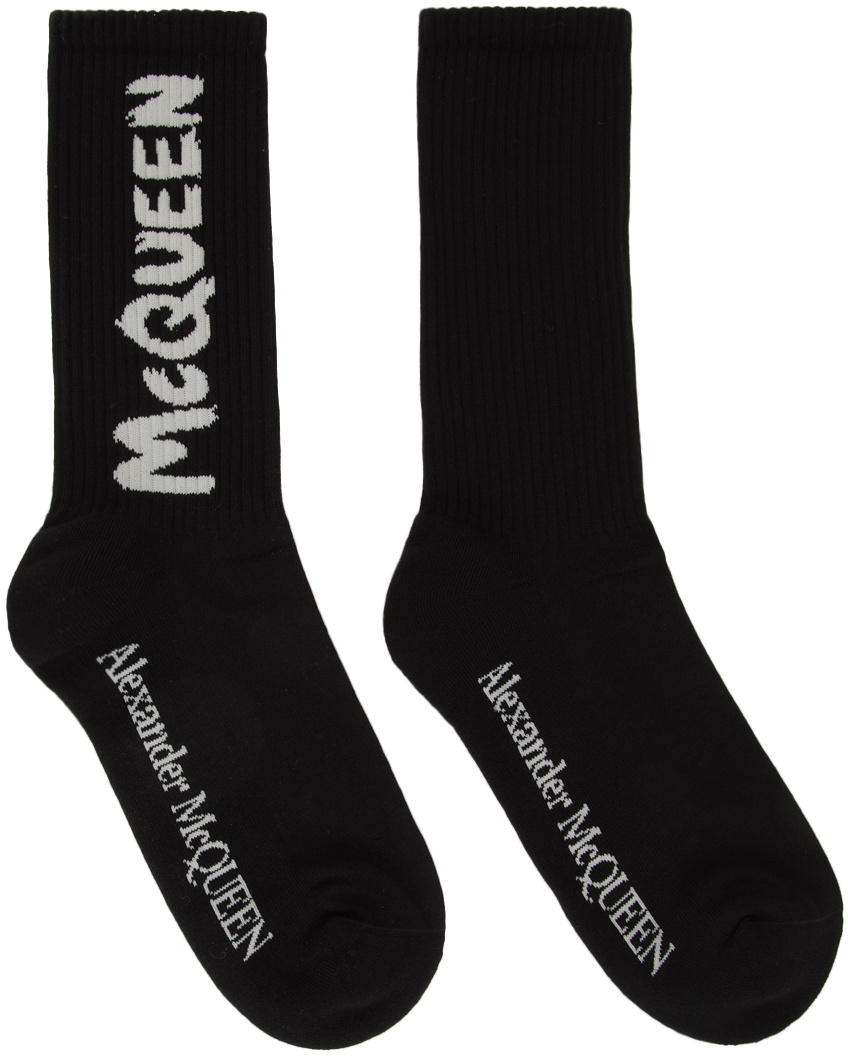 Alexander McQueen Black Graffiti Socks Alexander McQueen