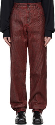Mugler Burgundy Waxed Spiral Baggy Jeans