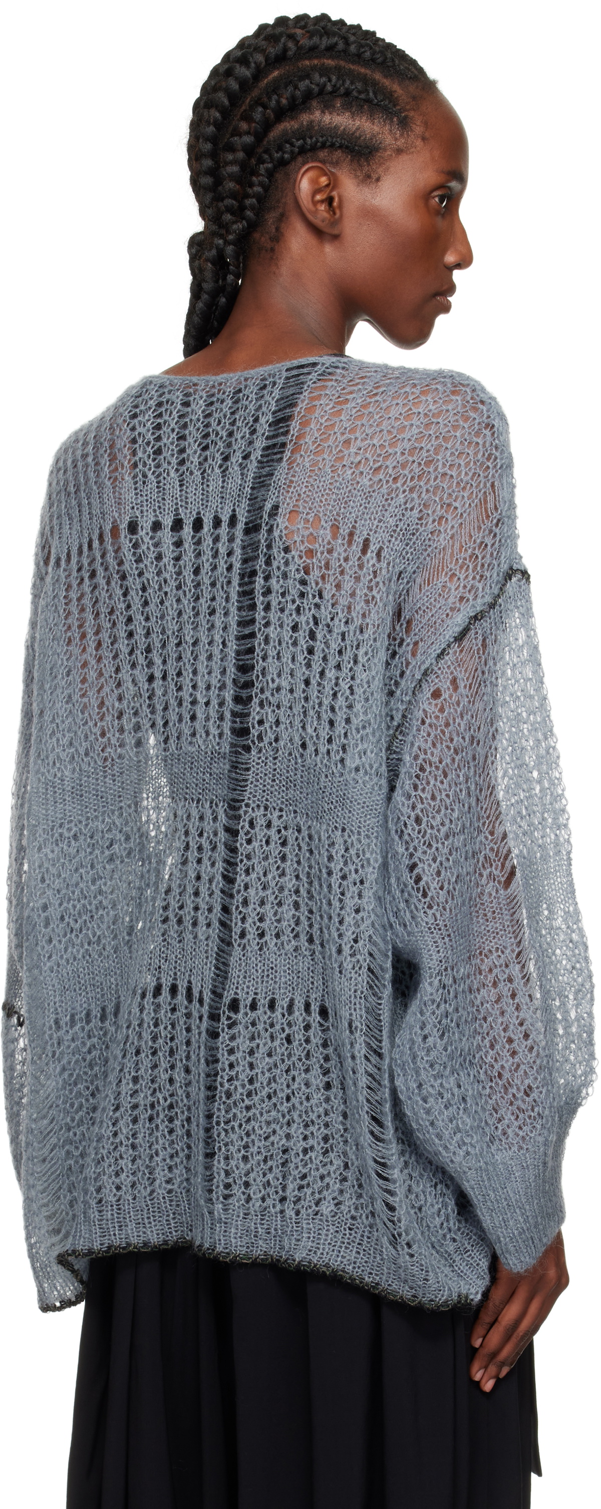 Y's Blue Sheer Boatneck Sweater