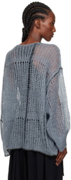 Y's Blue Sheer Boatneck Sweater
