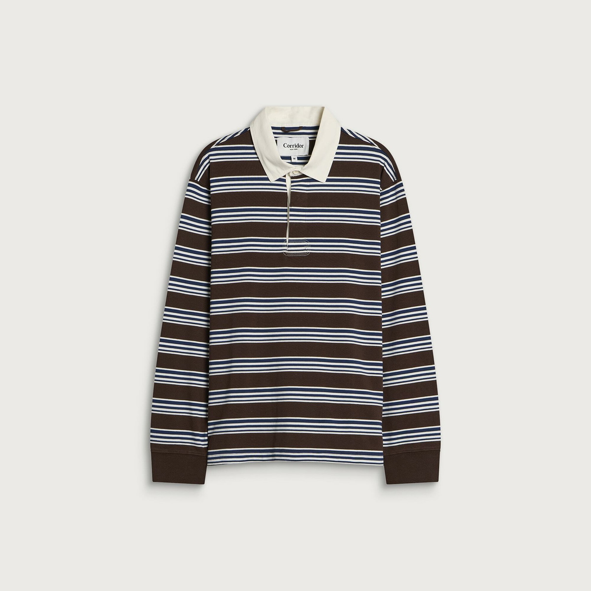 Corridor Men's Mini Stripe Rugby LS in Brown