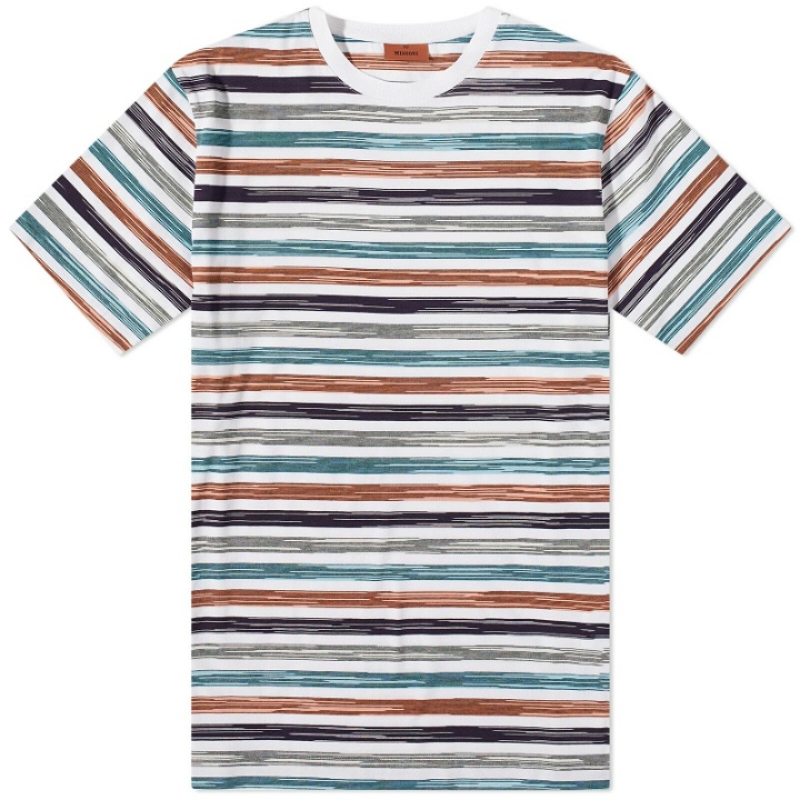 Photo: Missoni Men's Small Zig Zag T-Shirt in White/Blue/Orange