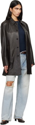 TONYWACK Brown Aged Lamb Leather Car Coat