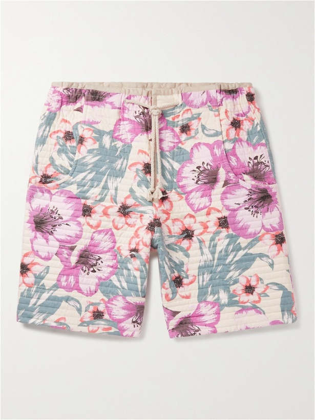 Photo: ISABEL MARANT - Helani Quilted Floral-Print Cotton Drawstring Shorts - Neutrals