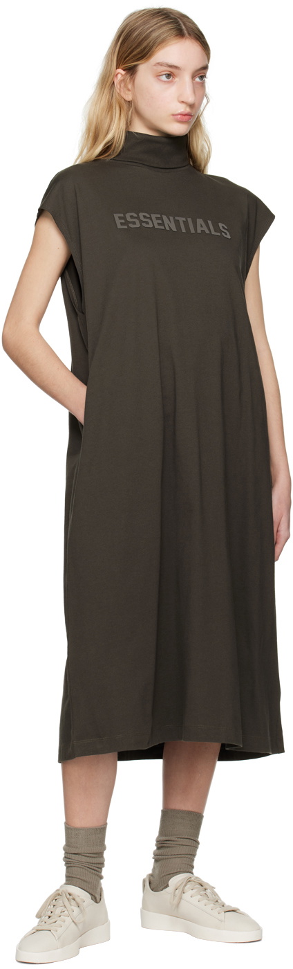 Essentials Gray Sleeveless Midi Dress