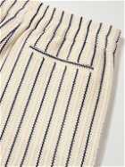 LE 17 SEPTEMBRE - Wide-Leg Striped Crocheted Cotton Cargo Shorts - Neutrals