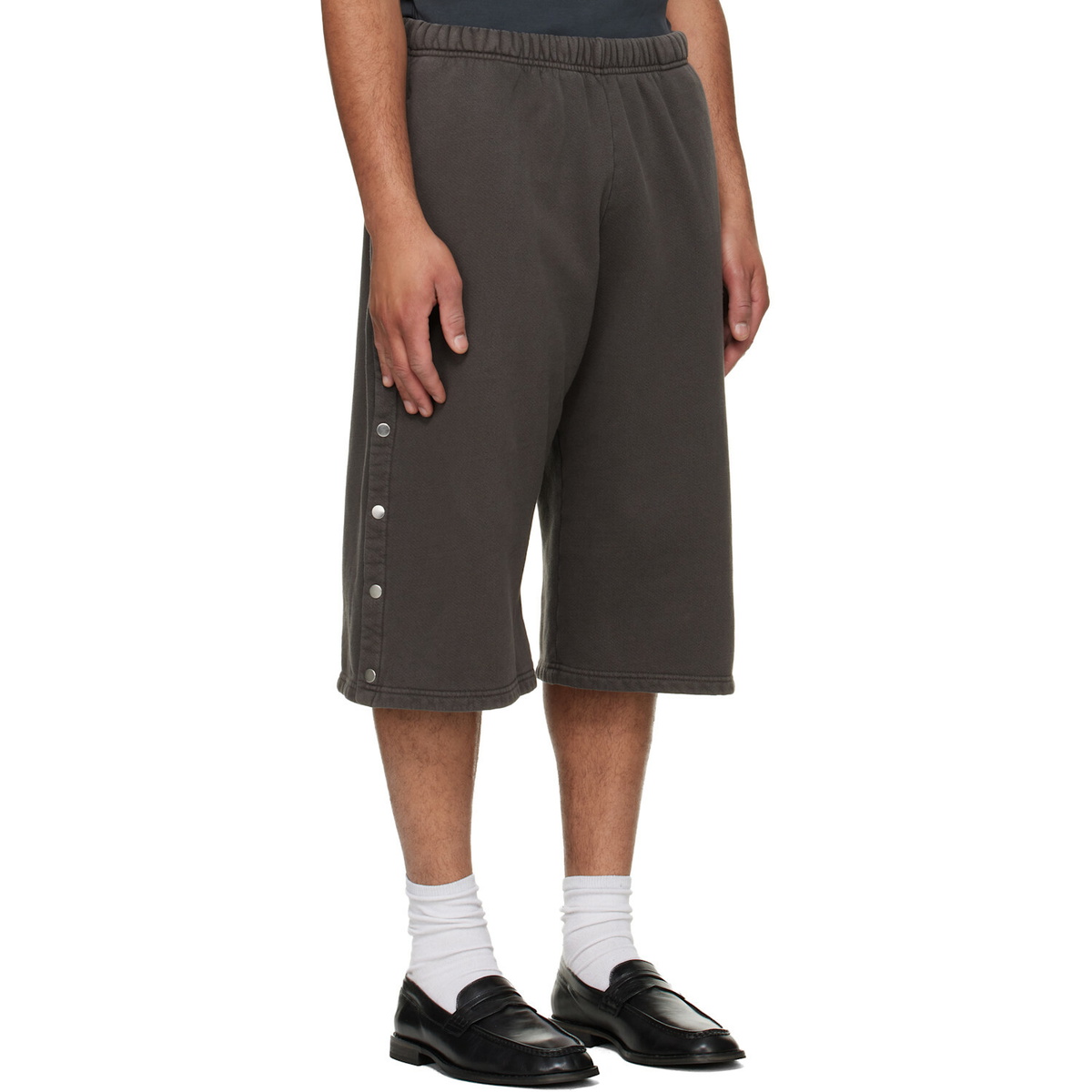 Les Tien Gray Part Snap Shorts
