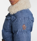 Moncler Grenoble Belted shearling-trimmed down ski suit