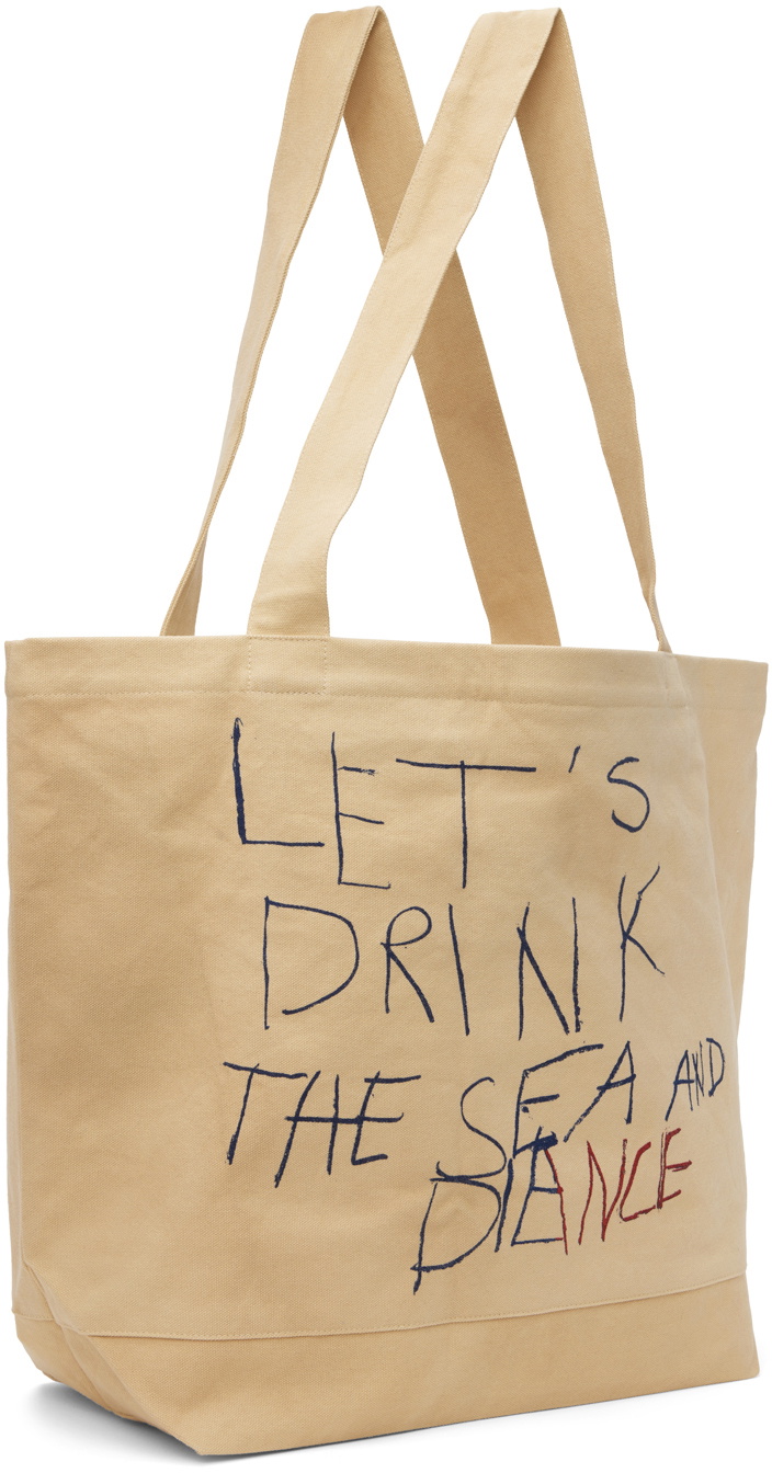 Raf Simons Beige 'Let's Drink The Sea' Tote Raf Simons