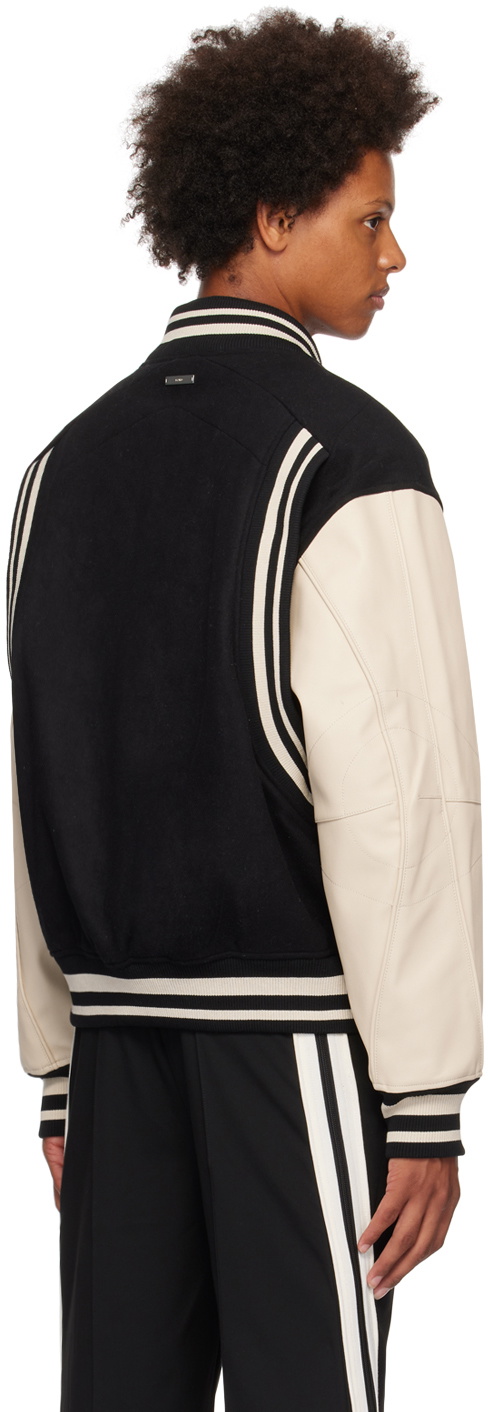 C2H4 Black & Beige Curvilinear Bomber Jacket