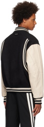 C2H4 Black & Beige Curvilinear Bomber Jacket