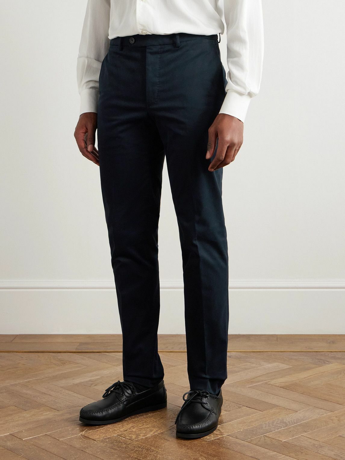 Incotex - Straight-Leg Stretch-Cotton Trousers - Blue