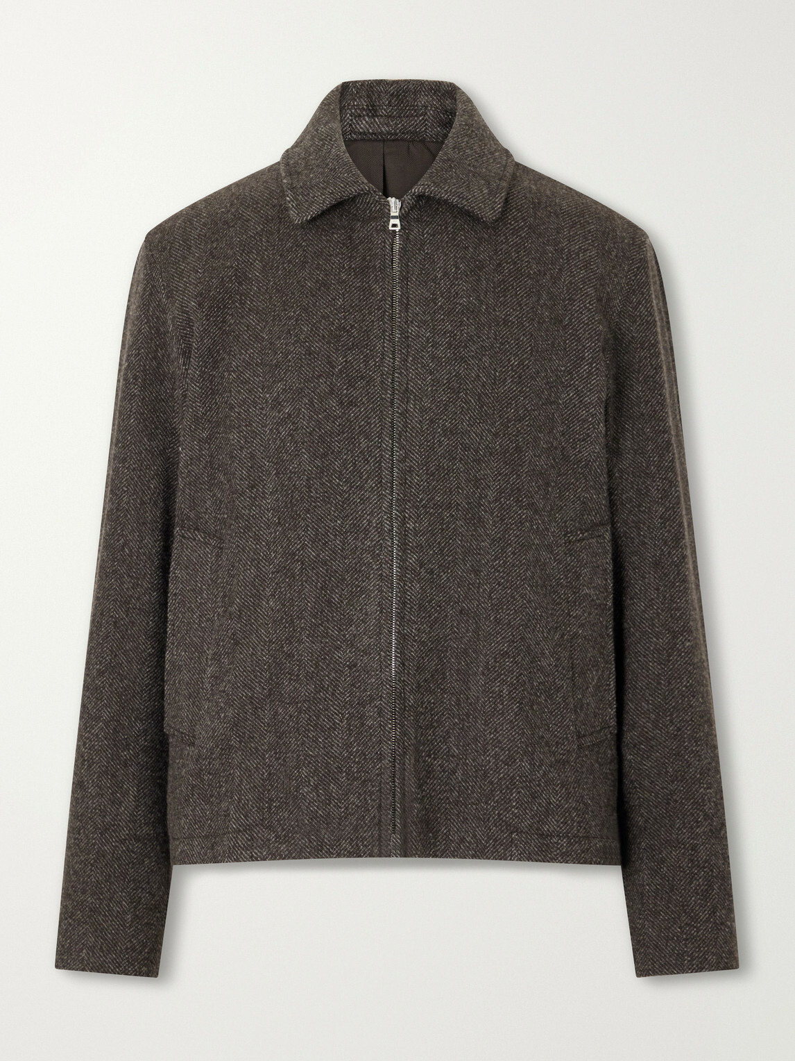 Mr P. - Herringbone Wool, Silk and Cashmere-Blend Blouson Jacket - Brown
