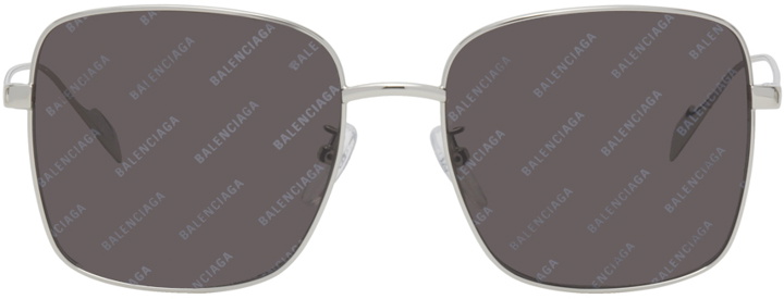 Photo: Balenciaga Silver Metal Logo Square Sunglasses