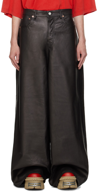 Photo: VETEMENTS Black Wide Leather Pants