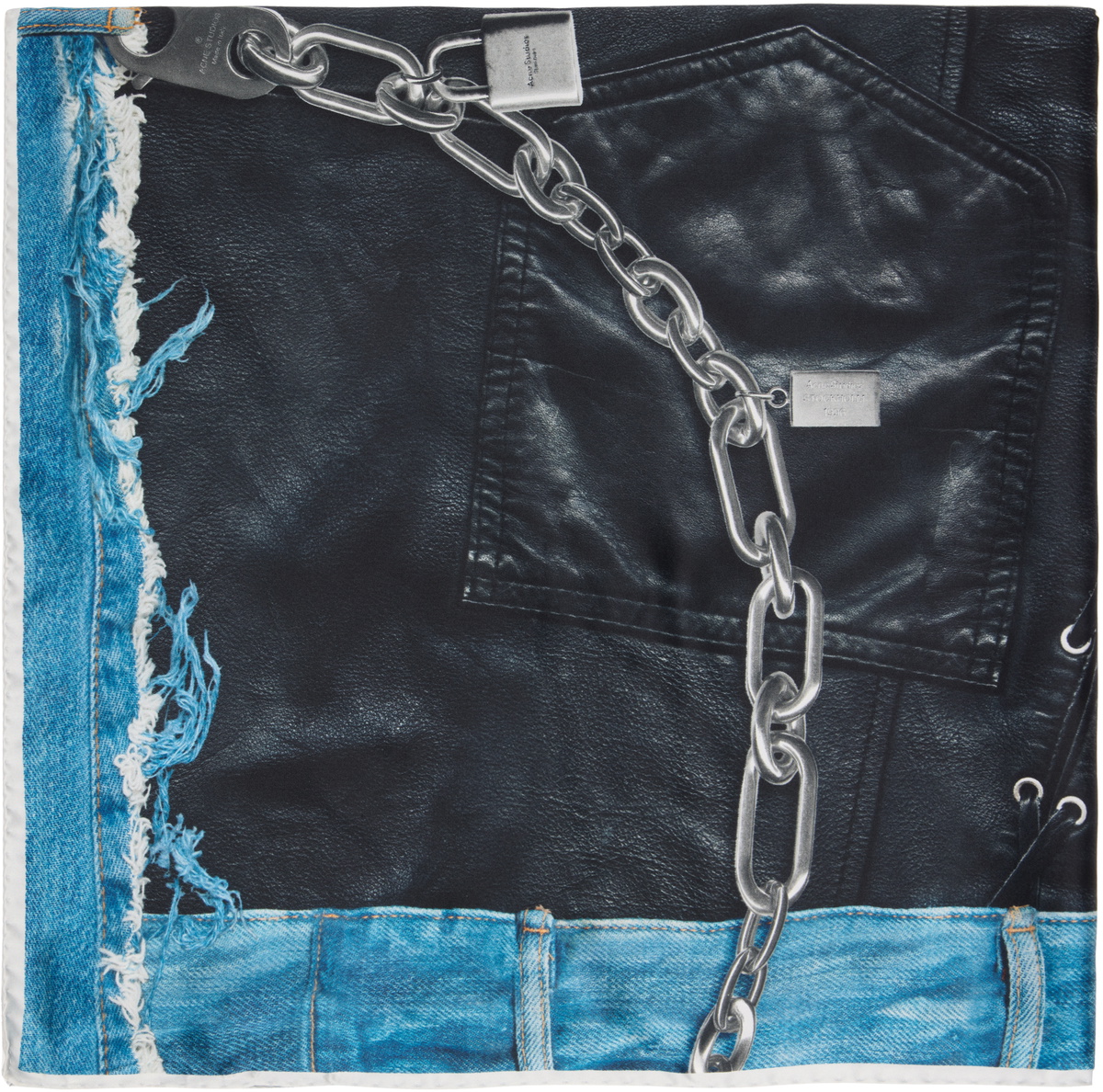 Acne Studios Black & Blue Printed Silk Scarf