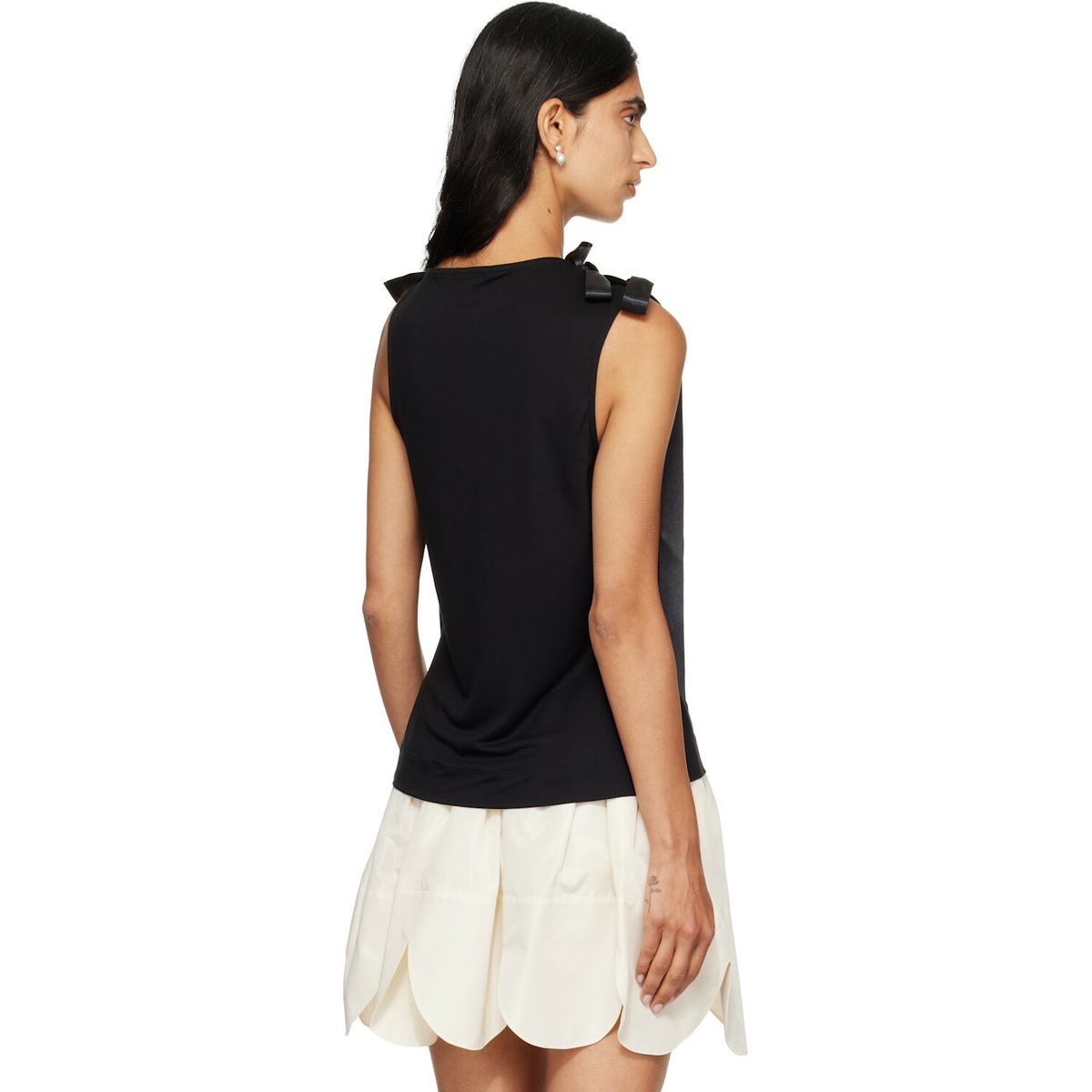Simone Rocha Black Bow Tail Easy Tank Top