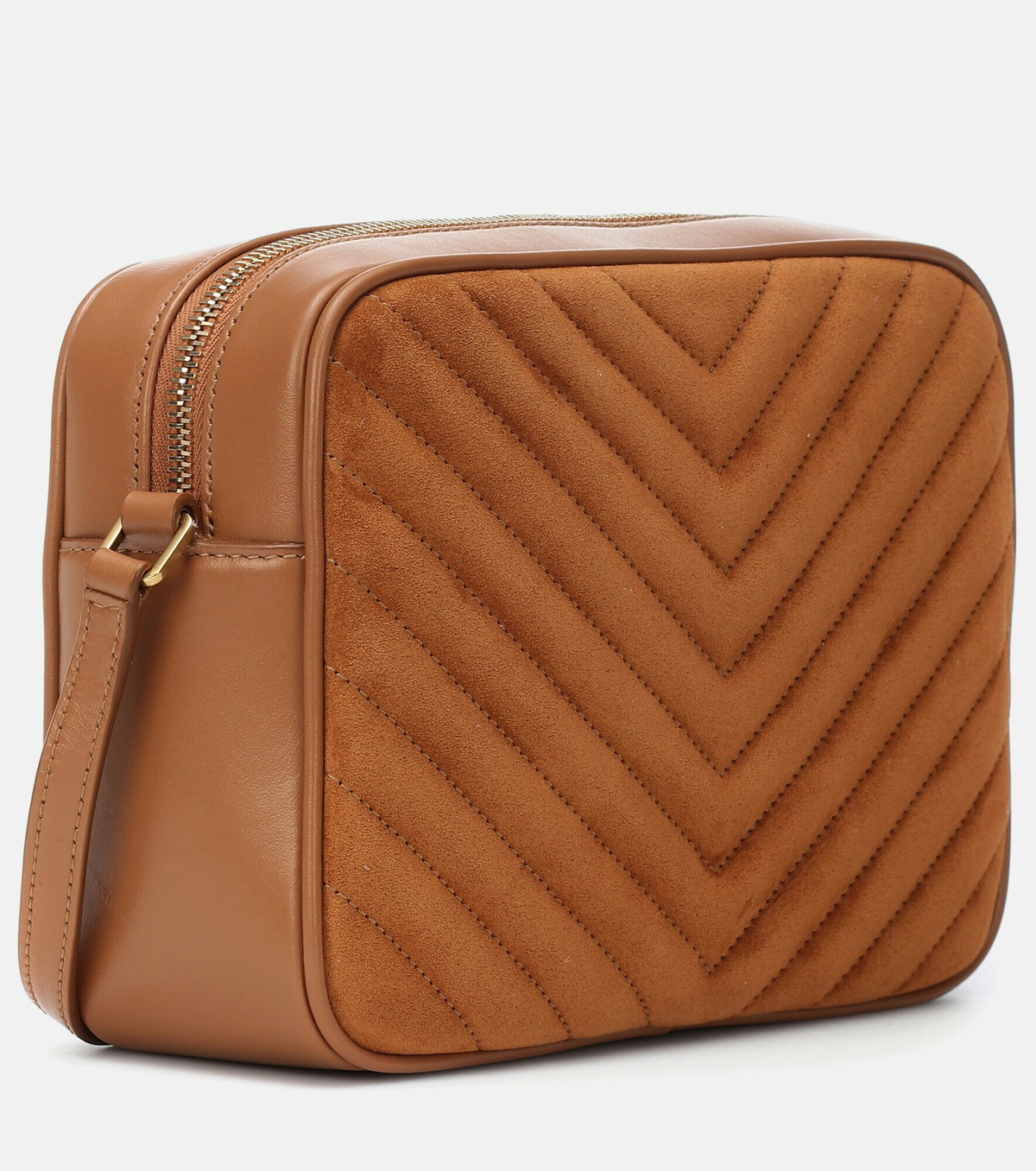 Lou Quilted Suede Camera Bag in Brown - Saint Laurent