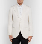 Brunello Cucinelli - Off-White Slim-Fit Wool and Silk-Blend Tuxedo Jacket - Men - Off-white