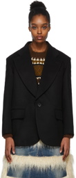 Junya Watanabe Black Cashmere Beaver Cloth Blazer