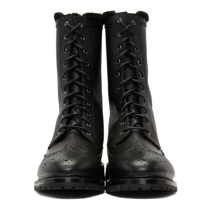 Black Calf Leather Rubber Sole Longwing Duck Boot
