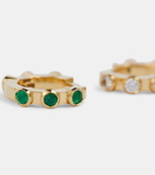 Ileana Makri Stepping Stone Midi 18kt gold hoop earrings with diamonds and emeralds