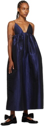 GANNI Blue Shiny Maxi Dress
