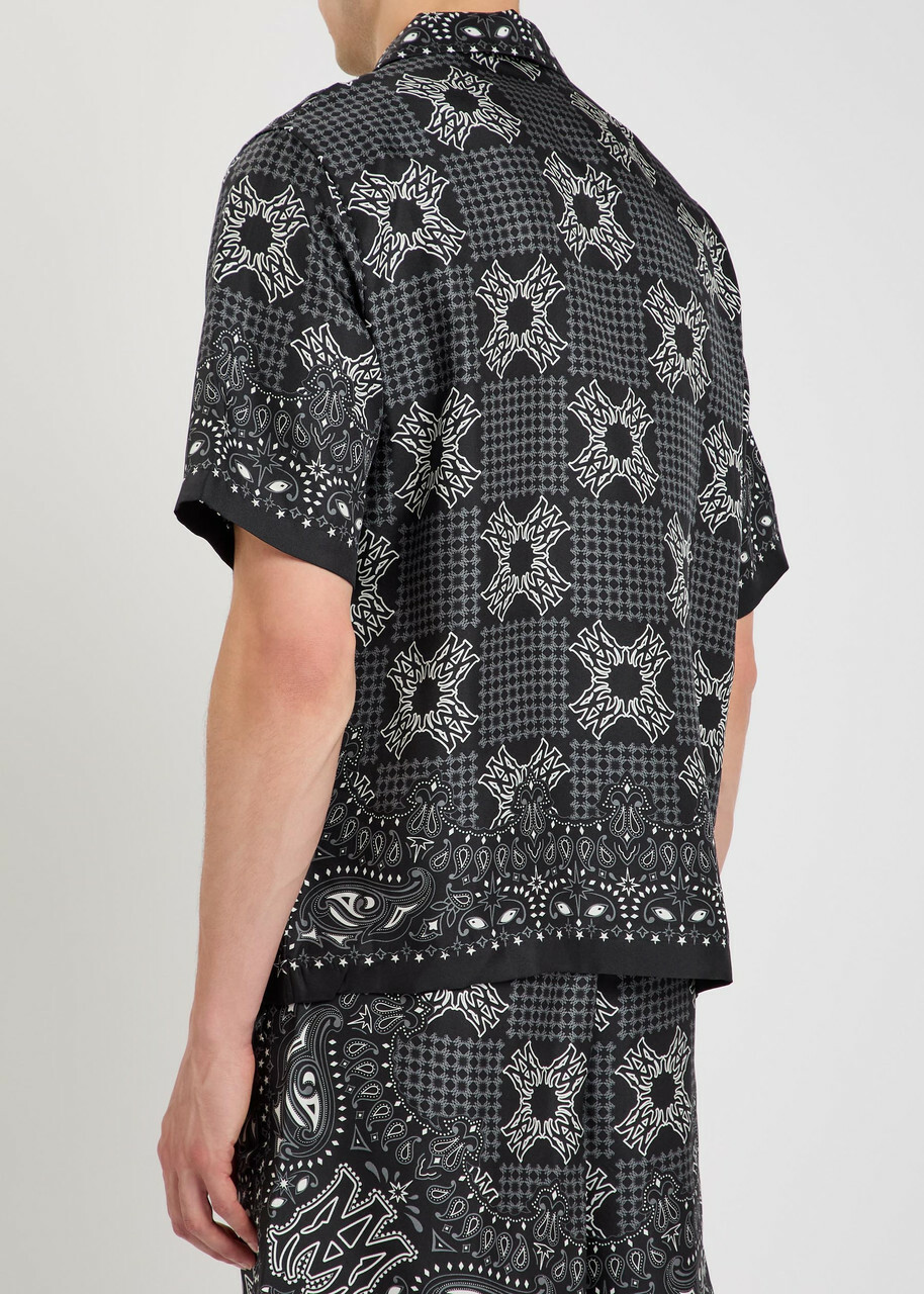 Amiri Checked Silk Shirt Black