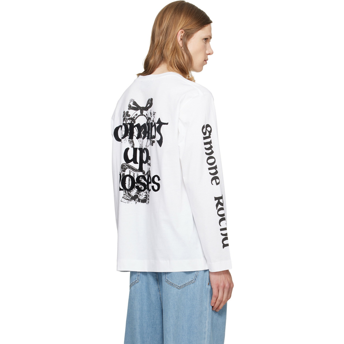 Simone Rocha White 'Coming Up Roses' Print Long Sleeve T-shirt