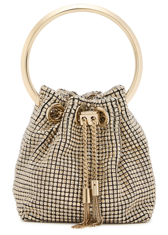 Photo: Jimmy Choo Bon Bon Micro Crystal-embellished Bucket bag - Gold - One Size