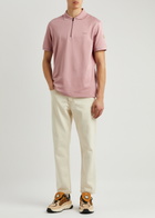 Moncler Logo Piqué Cotton Polo Shirt Pink