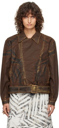 Masha Popova Brown Oversized Double Rider Jacket