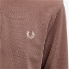 Fred Perry Men's Long Sleeve Twin Tipped Polo Shirt in Brick/Warm Grey