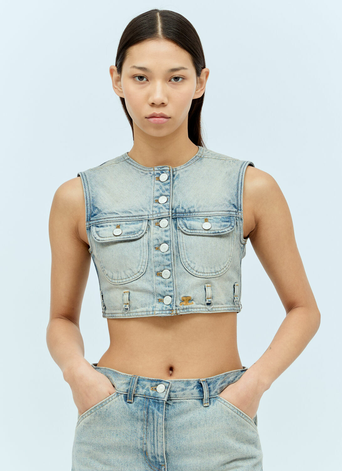 Courrèges Denim Crop Vest