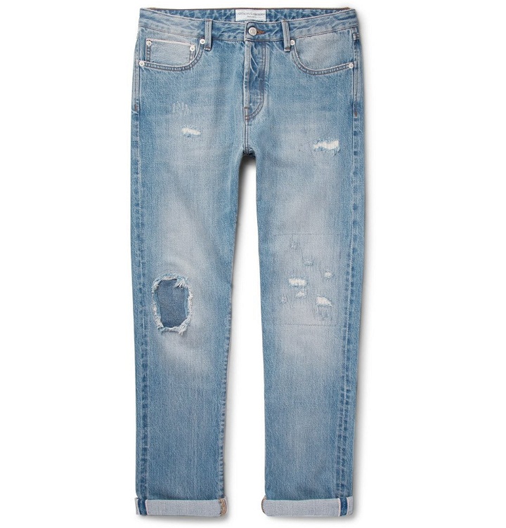 Photo: Officine Generale - Slim-Fit Distressed Selvedge Denim Jeans - Men - Indigo