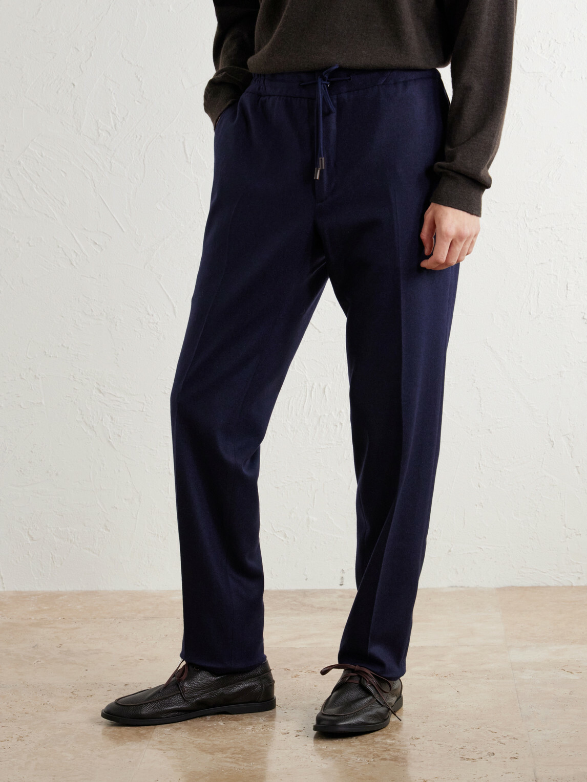 Slowear - Incotex Tapered Cashmere-Flannel Drawstring Trousers - Blue