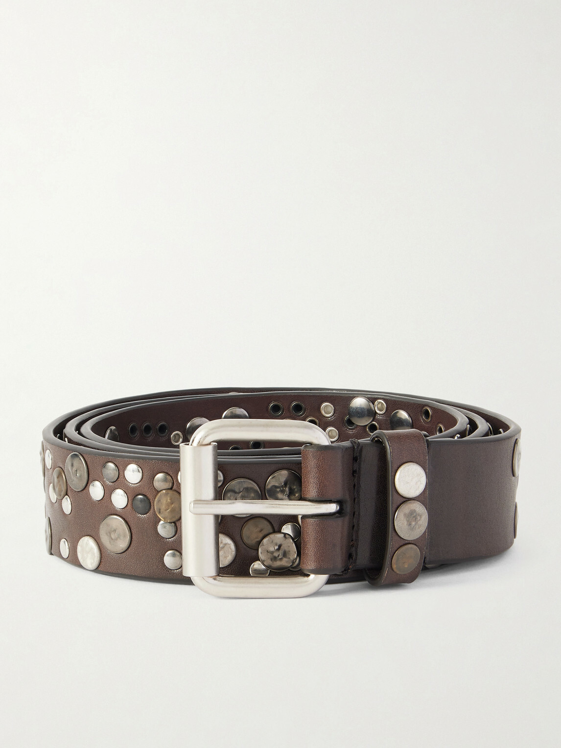 Dries Van Noten - 4cm Studded Leather Belt - Brown