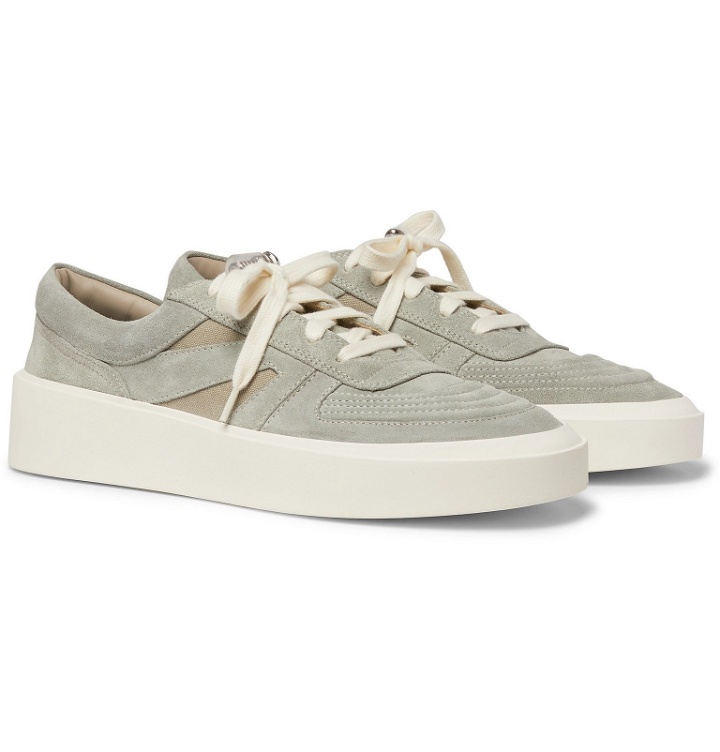 Photo: Fear of God - Mesh-Trimmed Suede Sneakers - Gray