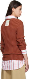 Acne Studios Orange Ribbed Crewneck Knit Sweater