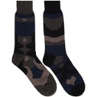 Sacai Navy and Black Camouflage Socks