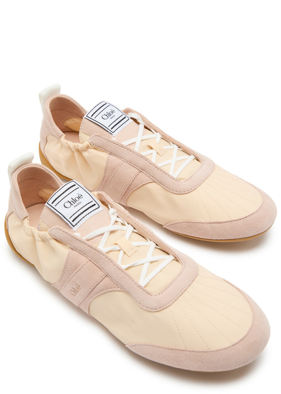 Chloe Kick Panelled Nylon Sneakers Beige