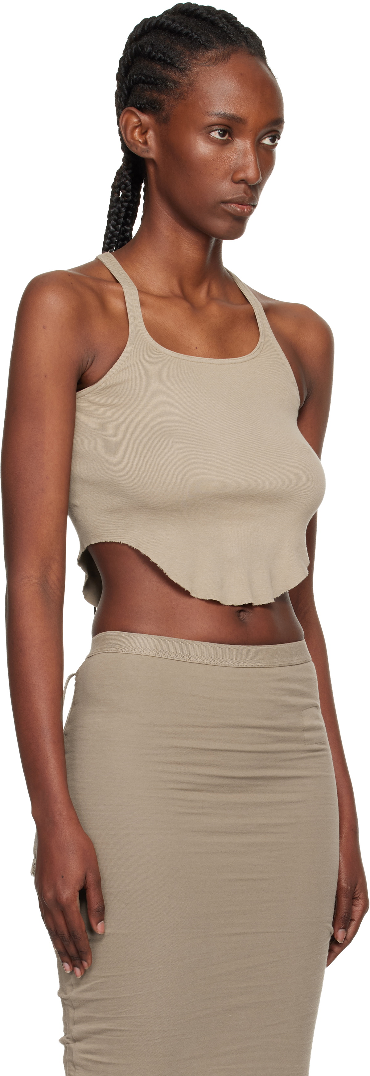Rick Owens DRKSHDW Taupe Concordians Basic Rib Tank Top