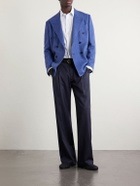 Rubinacci - Double-Breasted Linen and Wool-Blend Suit Jacket - Blue