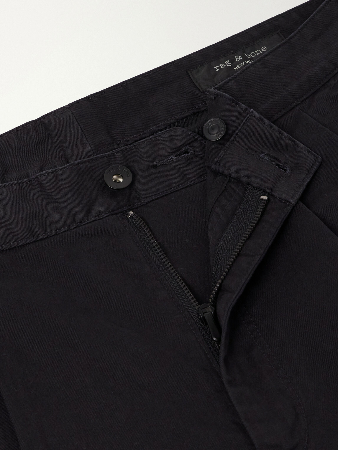 Rag & Bone - Wide-Leg Pleated Stretch Cotton-Twill Trousers - Black