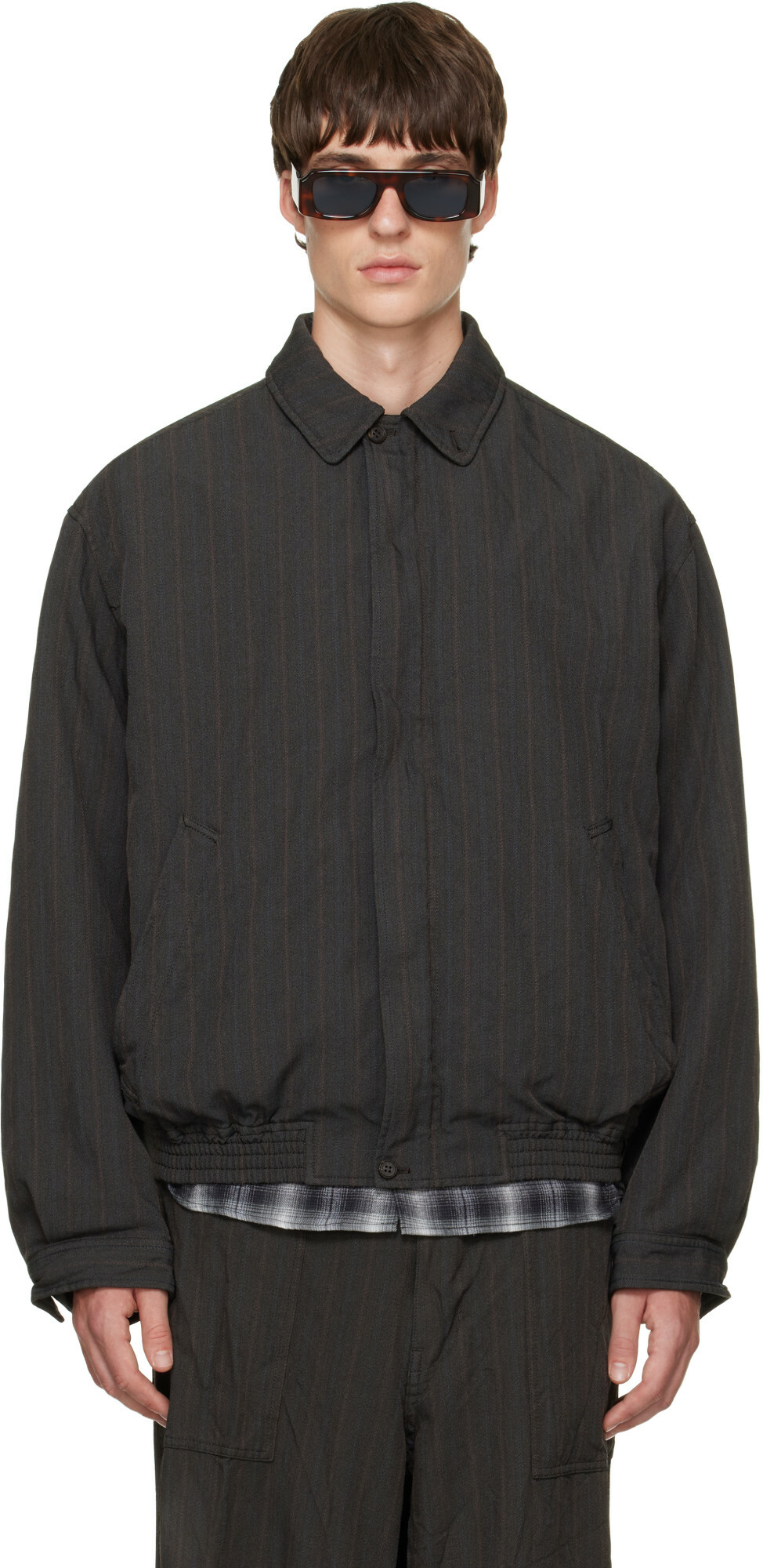 Comme des Garçons Homme Brown Herringbone Stripe Jacket